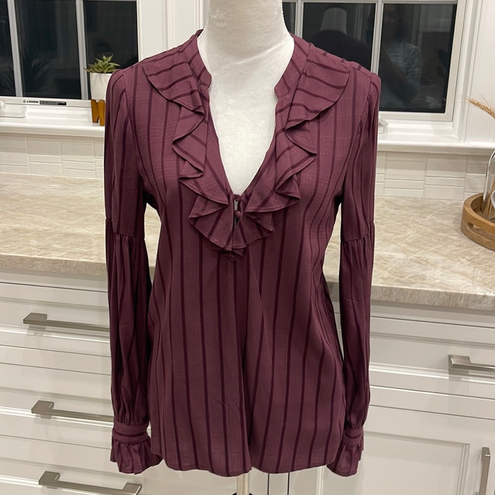 PAIGE Russo ruffle v-neck blouse XS